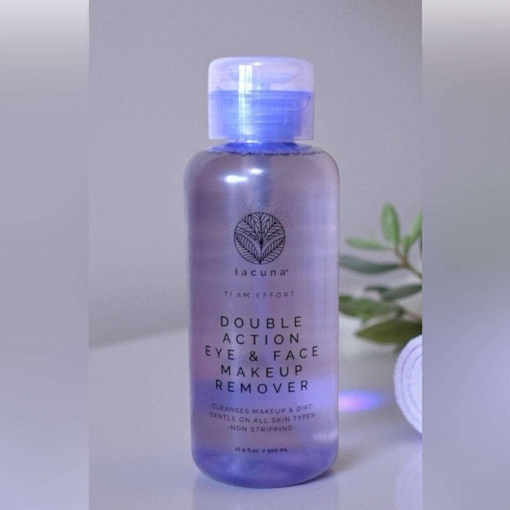LACUNA TEAM EFFORT DOUBLE ACTION CALMING EYE & FACE MAKEUP REMOVER 500ml NEW